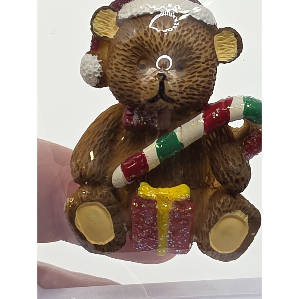 Christmas‎ Teddy Bear Candy Cane Present Brooch/pin